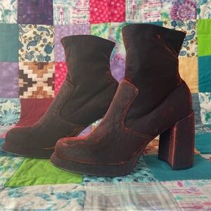 9&co Platform Sock Boots Iridescent Red 90s Y2K Vintage Size 9